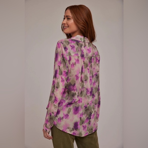 Bella Dahl Floral Camo Full Button Down Hipster Shirt - Picture 2 of 9